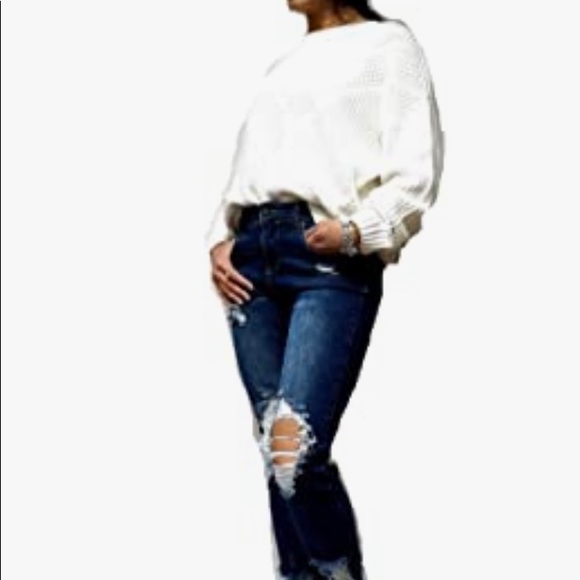 Juniors Womens Blue Stretch Jeans Ripped Uv-624 - Picture 6 of 6